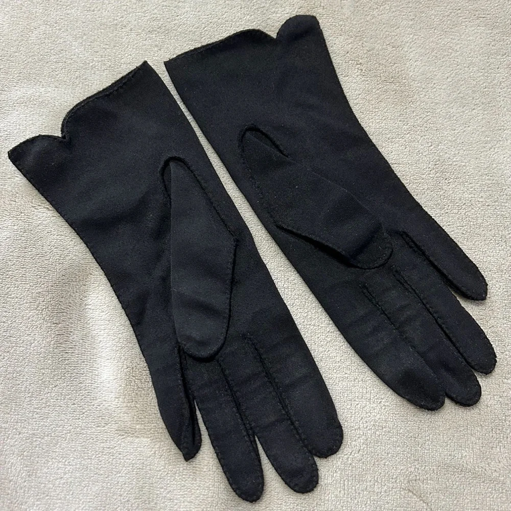 Vintage Ladies Black Cloth‎ Gloves
